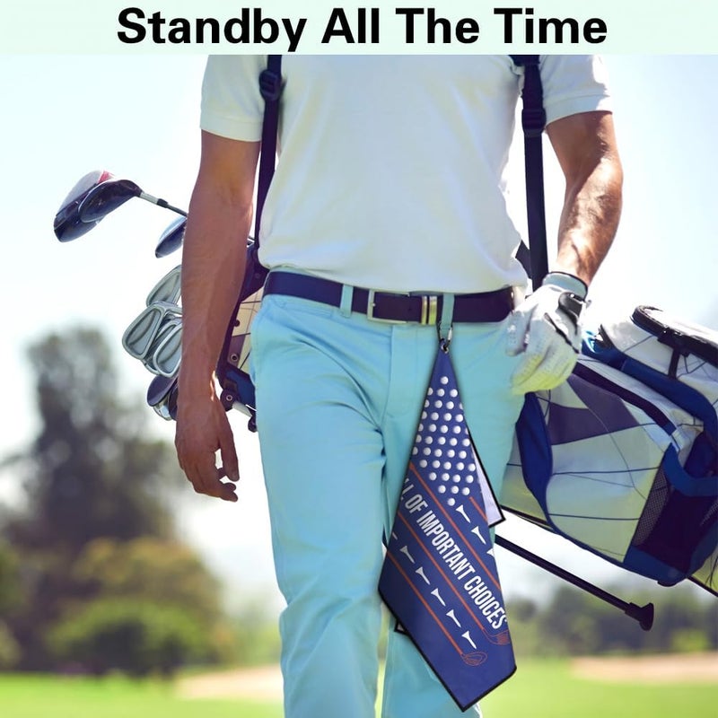 Msticey Life is Full of Important Choices Printed Microfiber Golf Towel with Clip, Great Golf Gifts for Dad Mom, Father's Day Golfer Birthday Retirement Gifts, Golf Accessories Veterans Day Gifts - Image 4